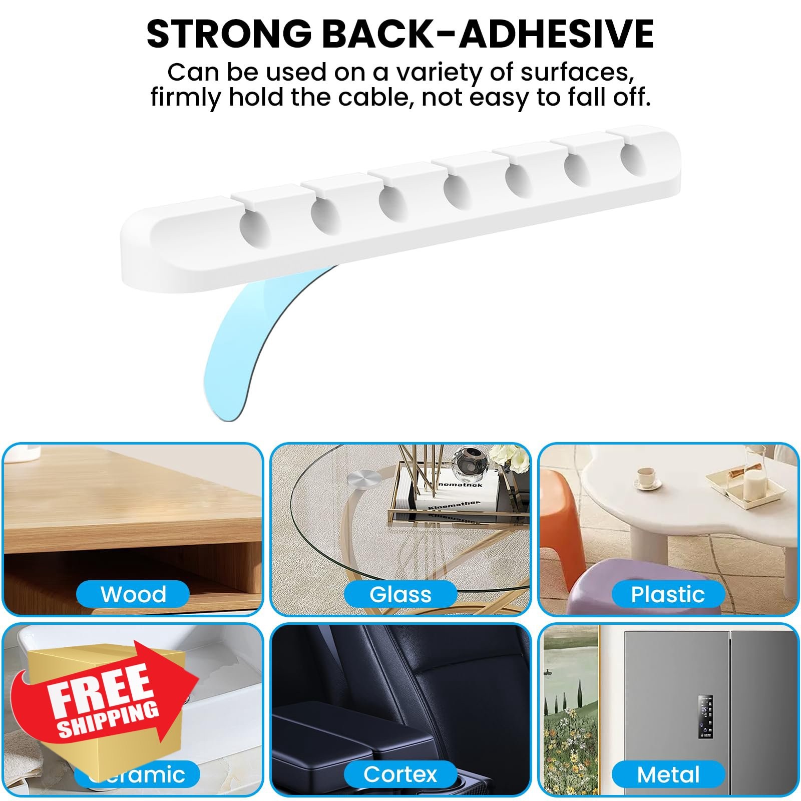 AhaStyle Cable Clips 3 Pack Self Adhesive Cord Organizer Desktop