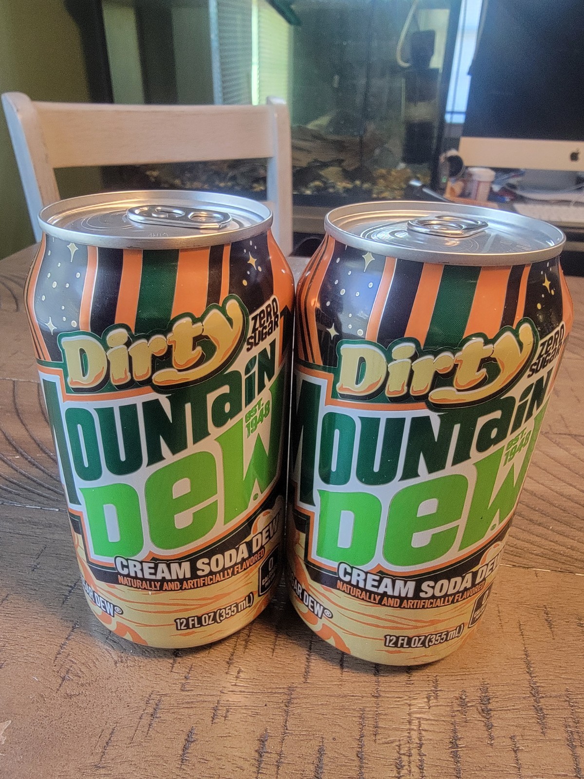 2 New 12oz Dirty Mountain Dew Zero Sugar Cream Soda Dew Can (JUST RELEASED)