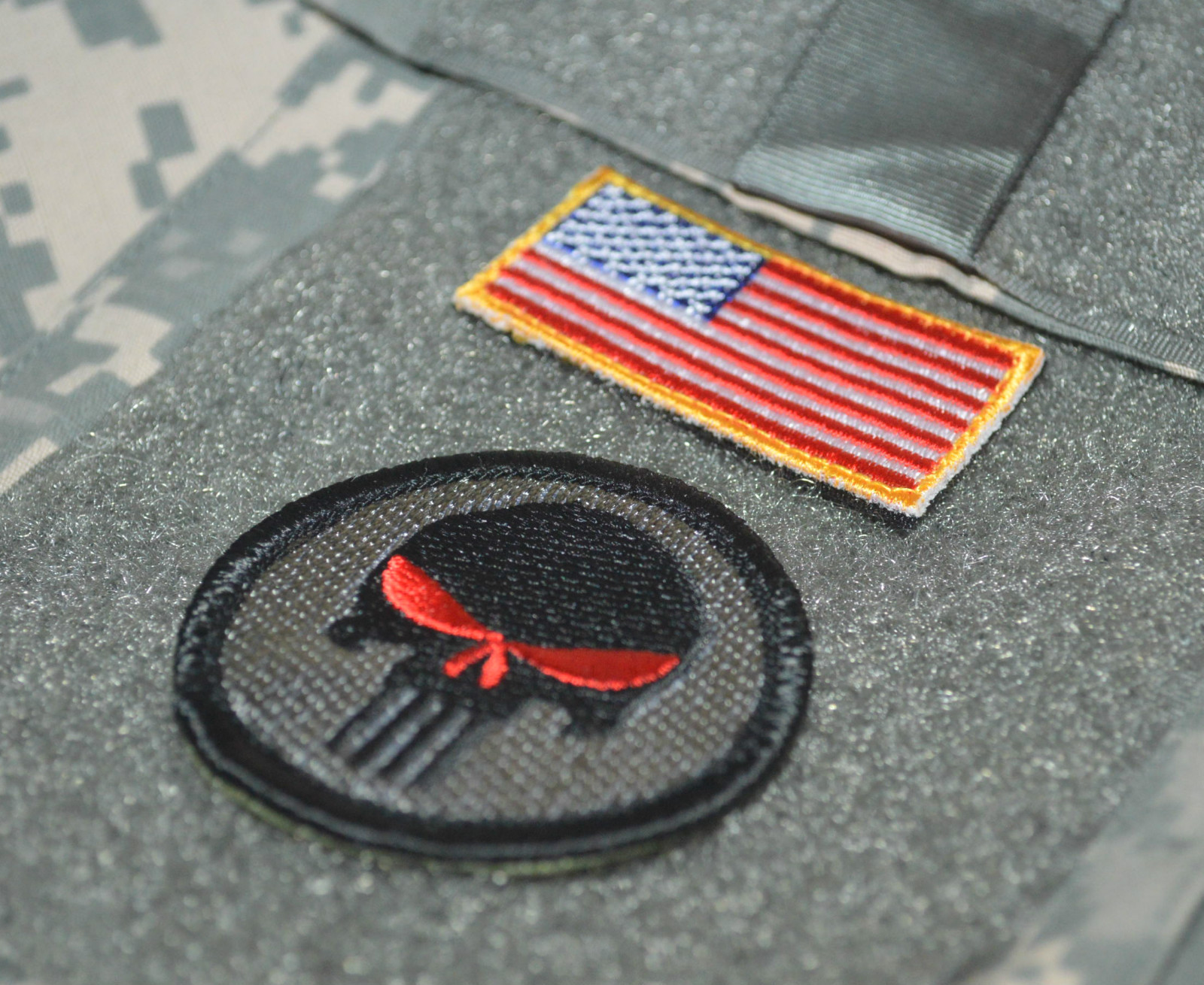 CJSOTF MARINES FORCE RECON OPERATOR burdock PATCH: US FLAG SKULL Subdued black