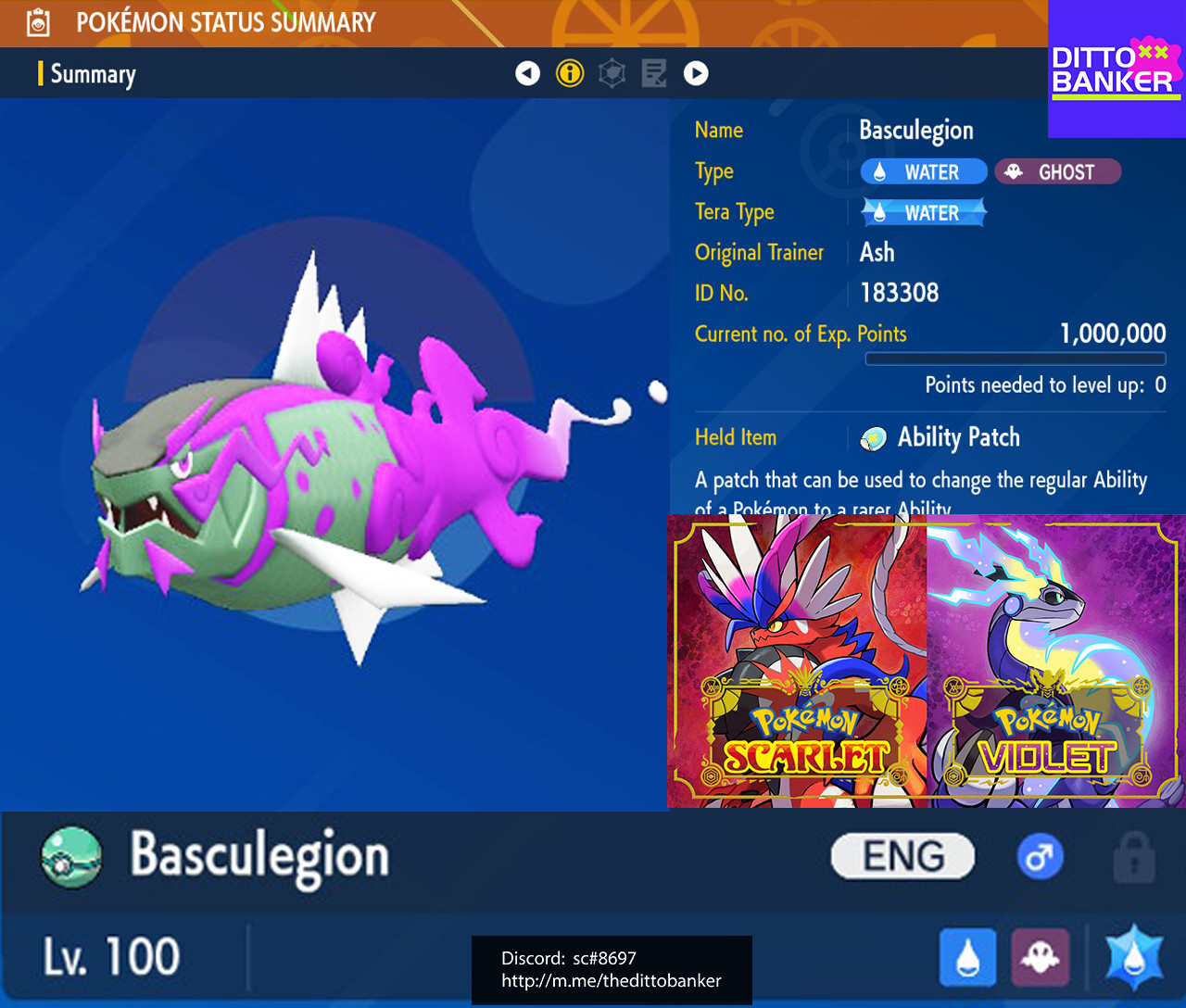 Pokemon Scarlet/Violet ✨ SHINY BASCULEGION Lv100 6IV Battle Ready Jolly HISUI