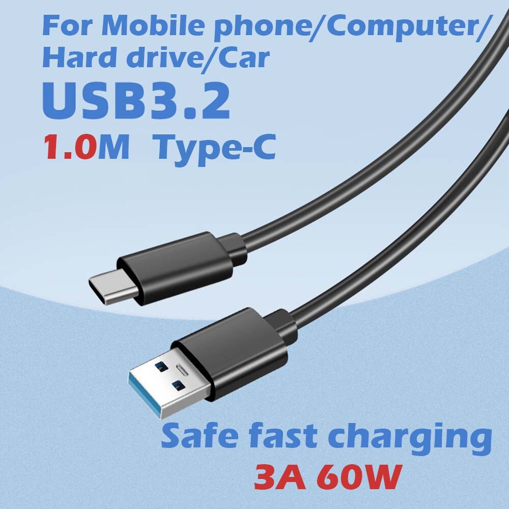 USB3.2 Gen2 Type A to USB C 10Gbps Cable Type C Data Cable 60W PD Fast Charging