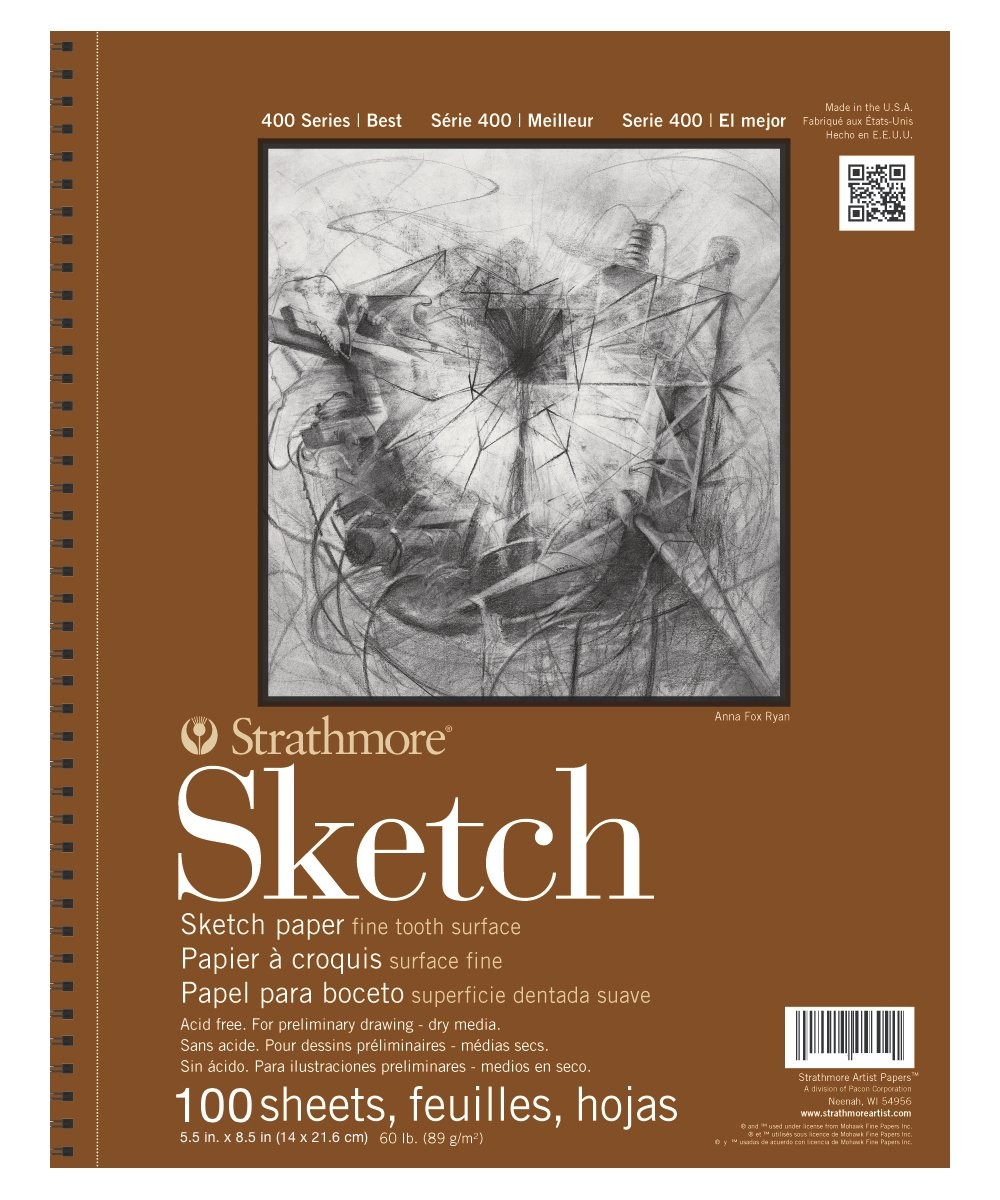Strathmore 400 Series Sketch Pad, 5.5x8.5 inch, 100 Sheets - 5.5x8.5, White