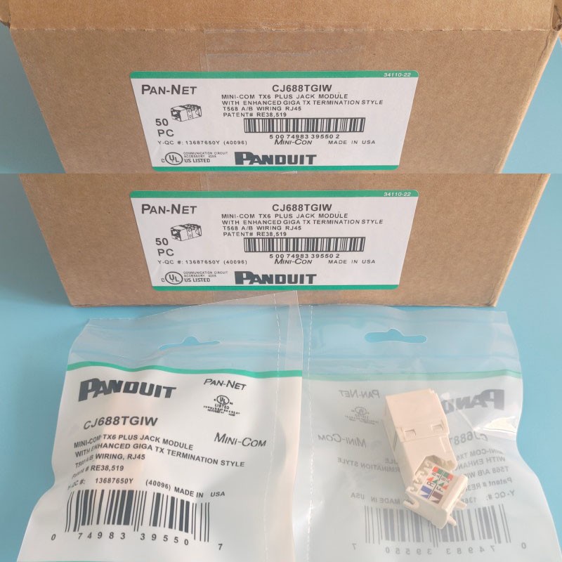 New 100PCS Panduit Gigatx CJ688TGIW MiniCom Cat6 Network Jack Module White USA