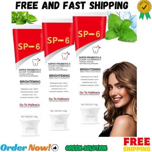 3Pcs Sp-6 Ultra Whitening Toothpaste，Super Probiotic SP-6 Toothpaste， Deep Clean