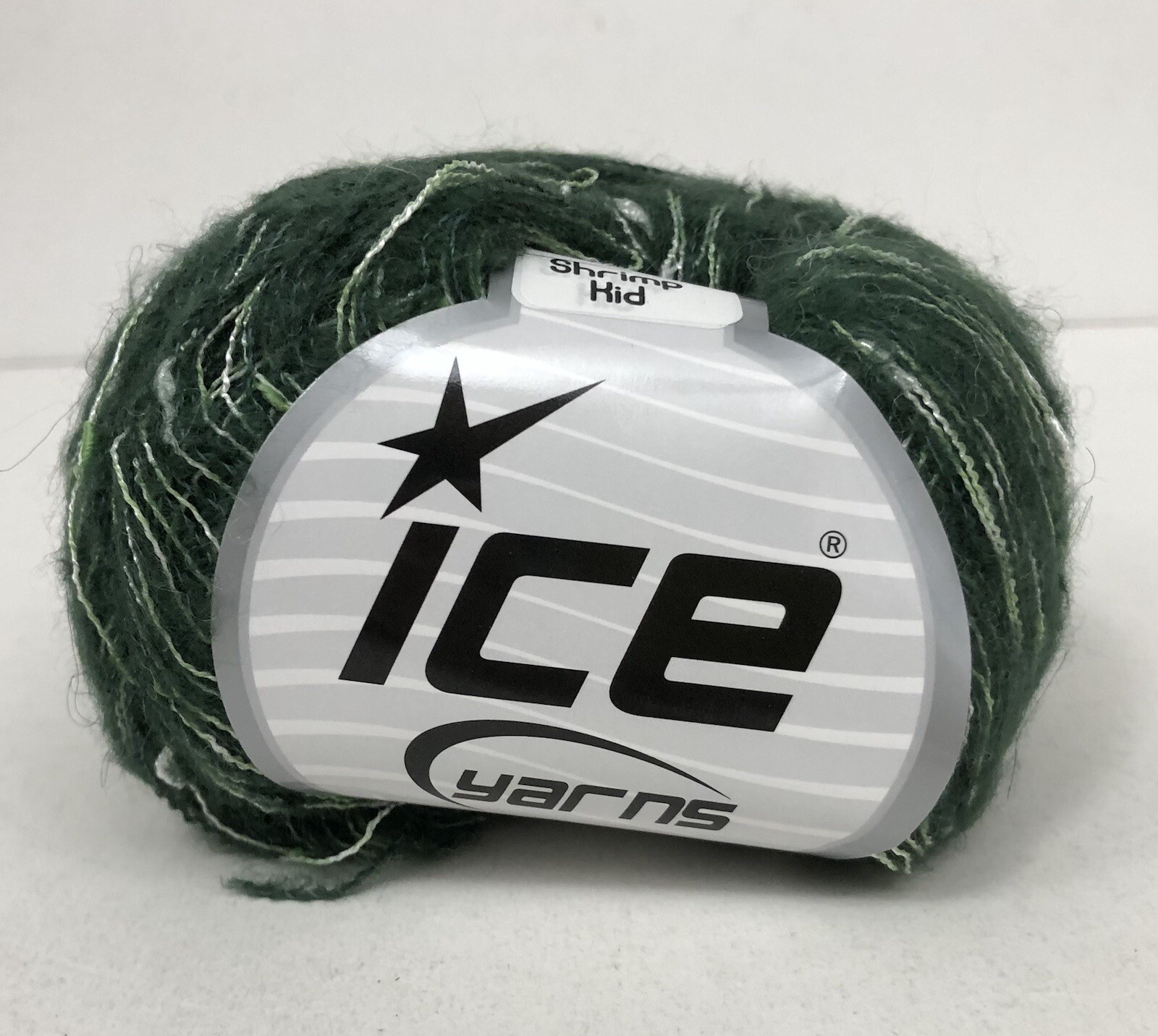 Lot of 8 New Balls Of Ice Yarns Shrimp Kid Mohair Green/White #11463 Fine Sport