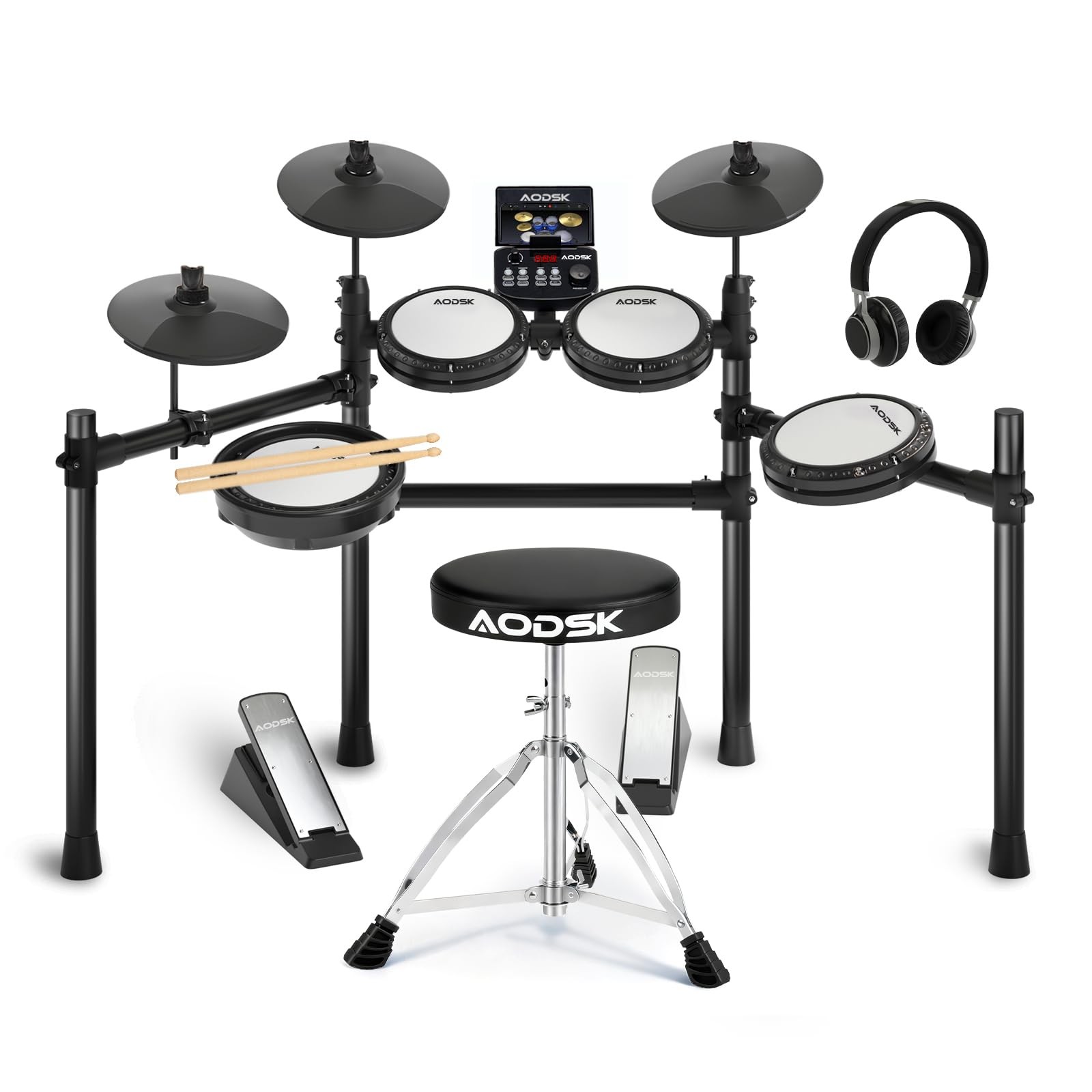 Electronic Drum Set, Professional Mesh Drum Pads, Upgraded Sound Module (260 sou