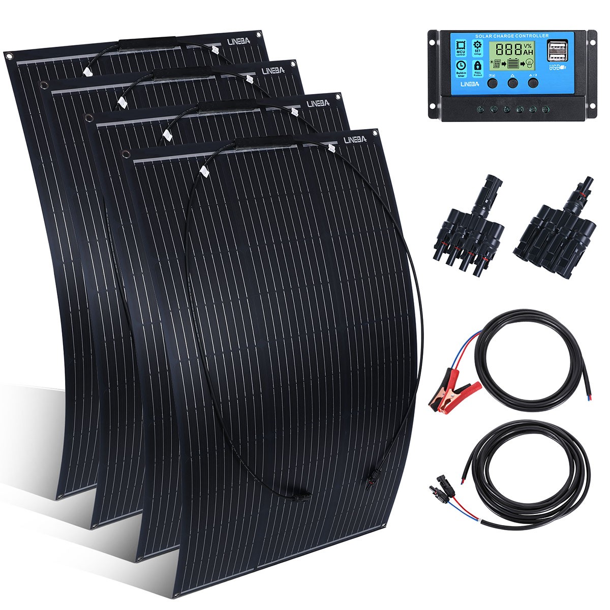 Complete Solar Panel Kit 5000W Power Inverter Set 12V Battery Charger Controller