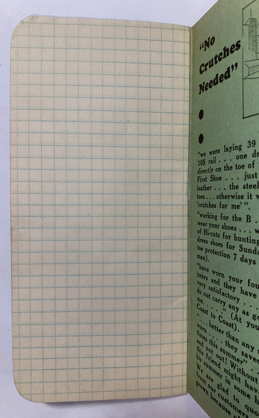 Vtg 40s Safety First Goodwill Shoe Company Boots Old Advertising Worker Notebook