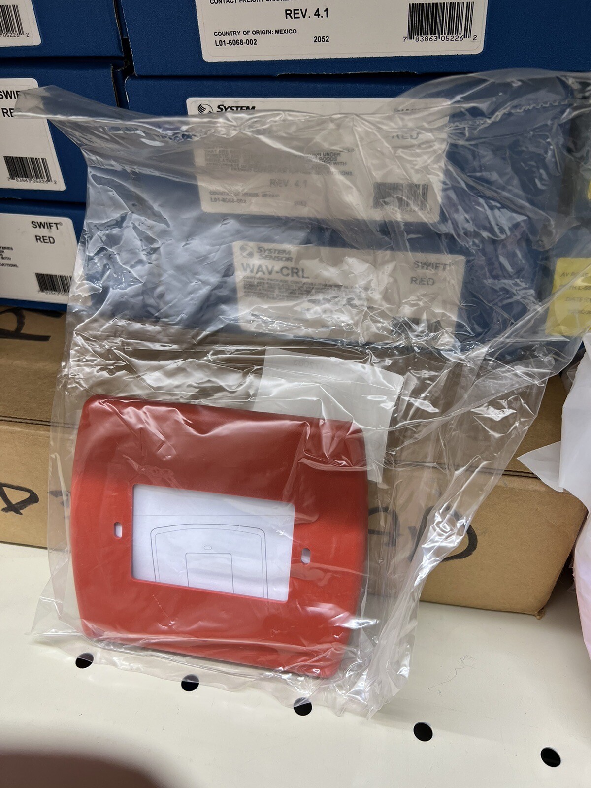 New Edwards EST GL1RN-TP 4 Square Dual Gang Trim Plate Red 172003