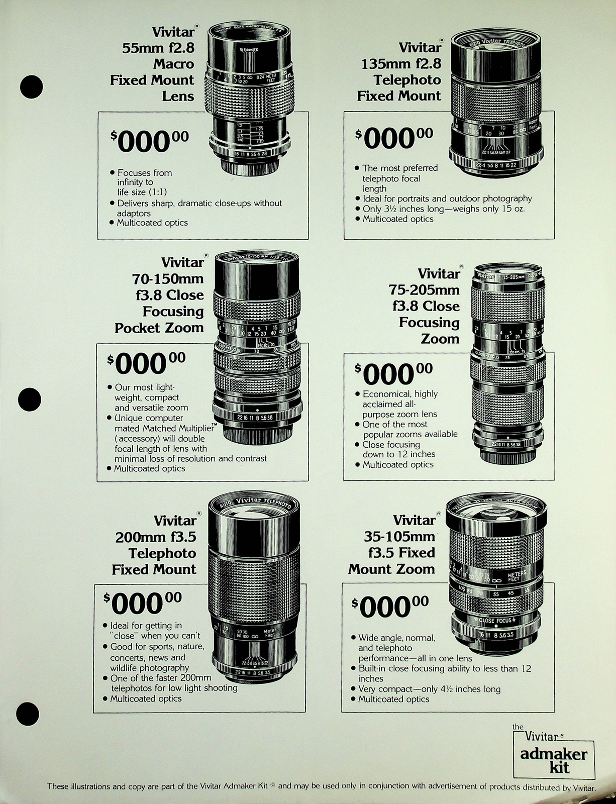 Vivitar Lenses Single Page Original Promotional Ad