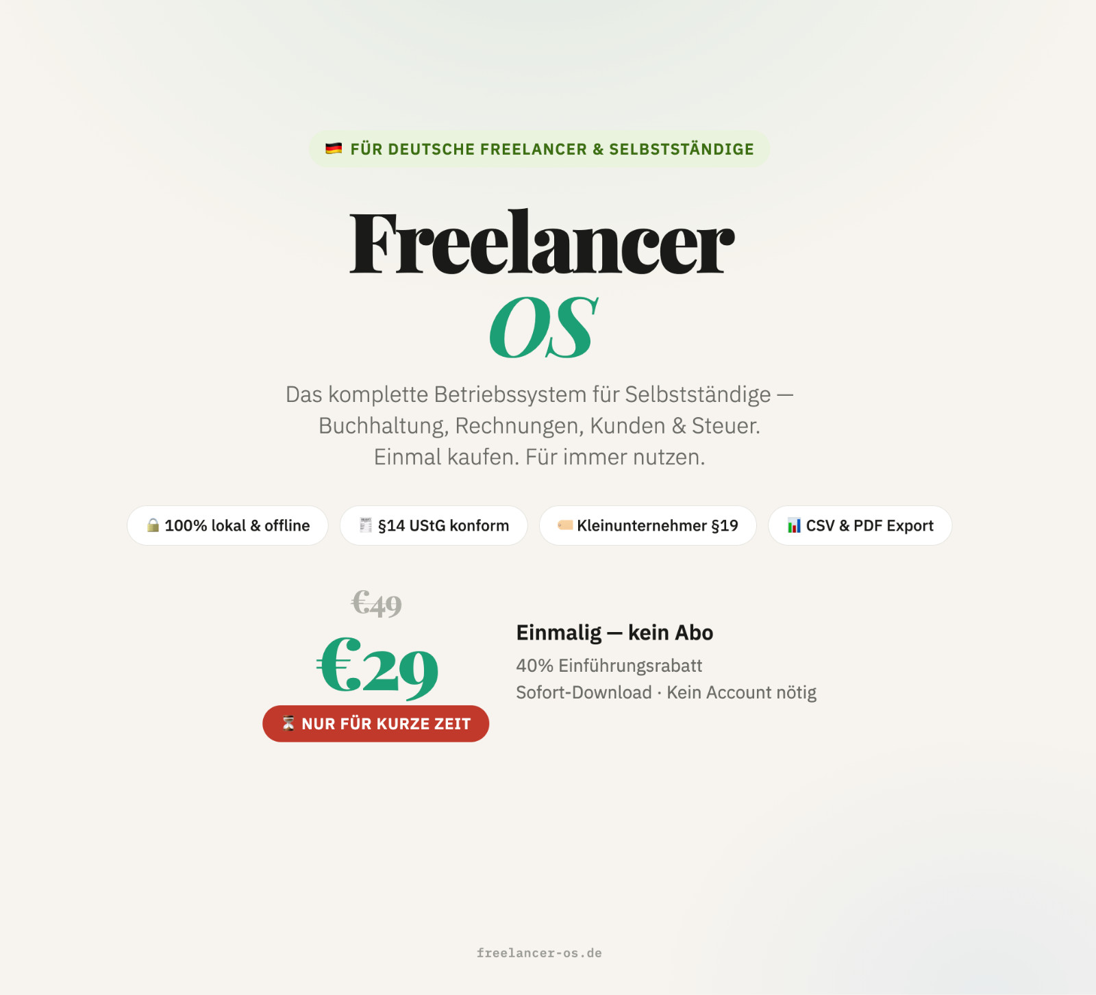 Freelancer OS German | All-in-One Freelancer Tool for Accounting, Invoice