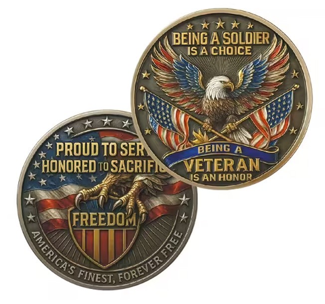 Being A Veteran Is An Honor Challenge Coin Soldier Collectable 1-pc