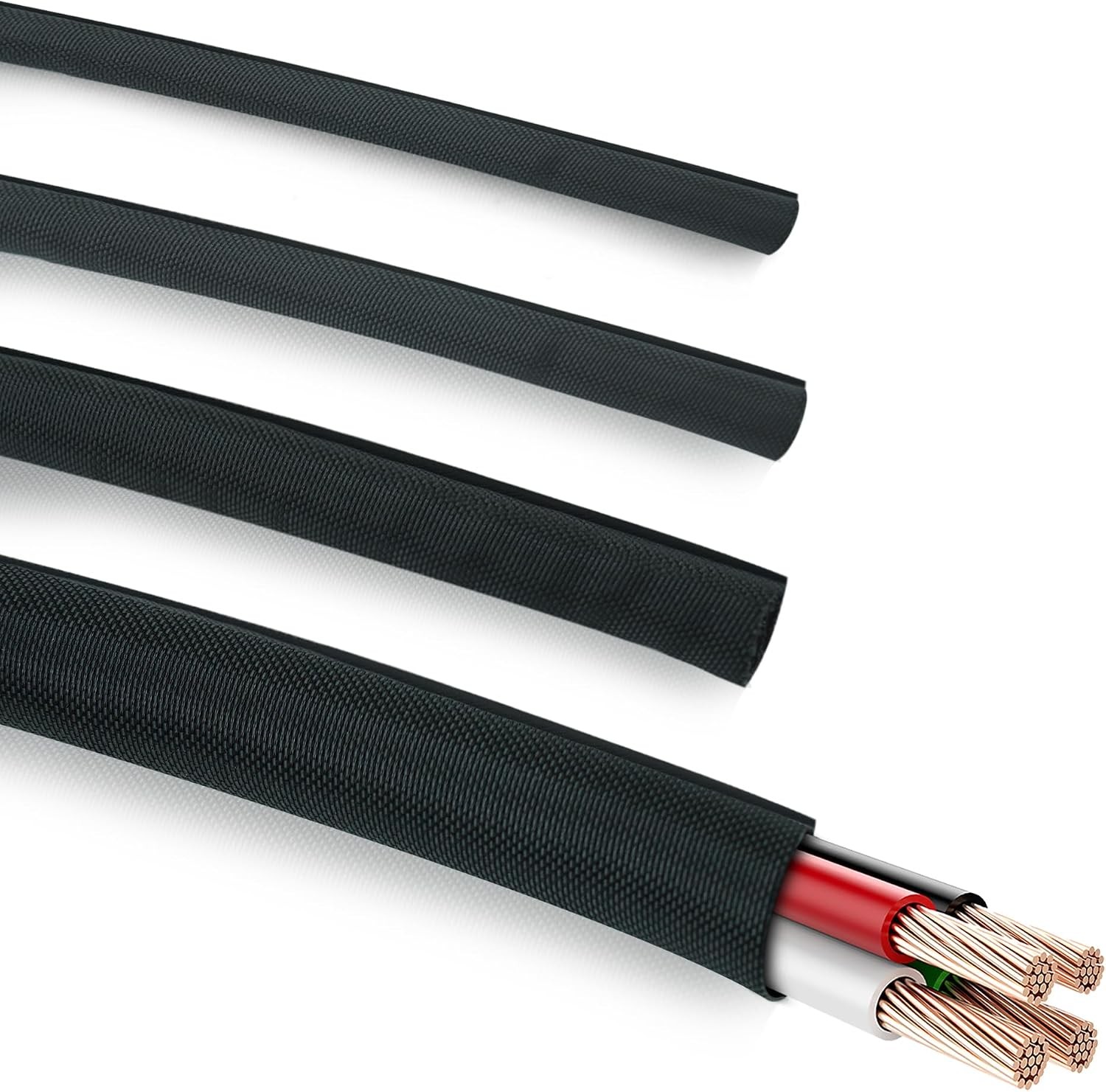 300 Inch Self-Wrapping Split Braided Sleeve Cable Management,Automotive Wire Loo
