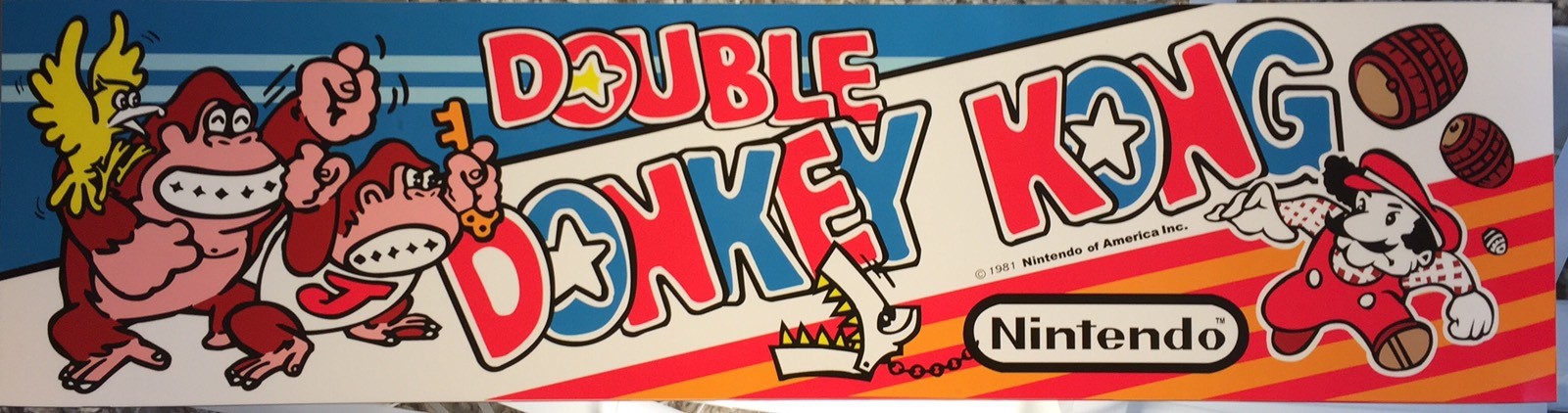 Double Donkey Kong Arcade Marquee 22.3" x 5.8"