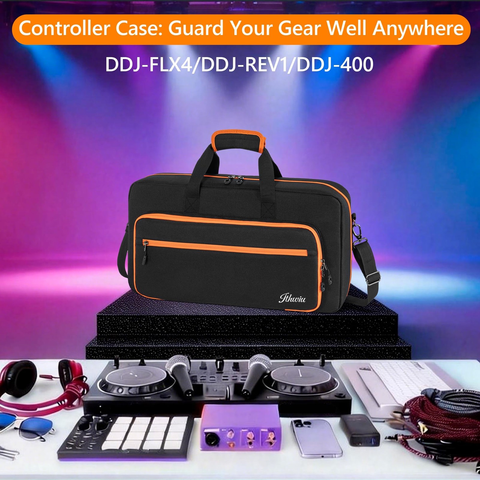 Padded DJ Controller Case Compatible with DDJ FLX4/DJ 400/DDJ REV1, DJ Carryi...