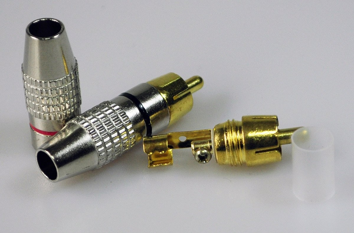 Conwork RCA Plug Solderless, 2-Pack Male Screws Audio 2-Pack, Gold