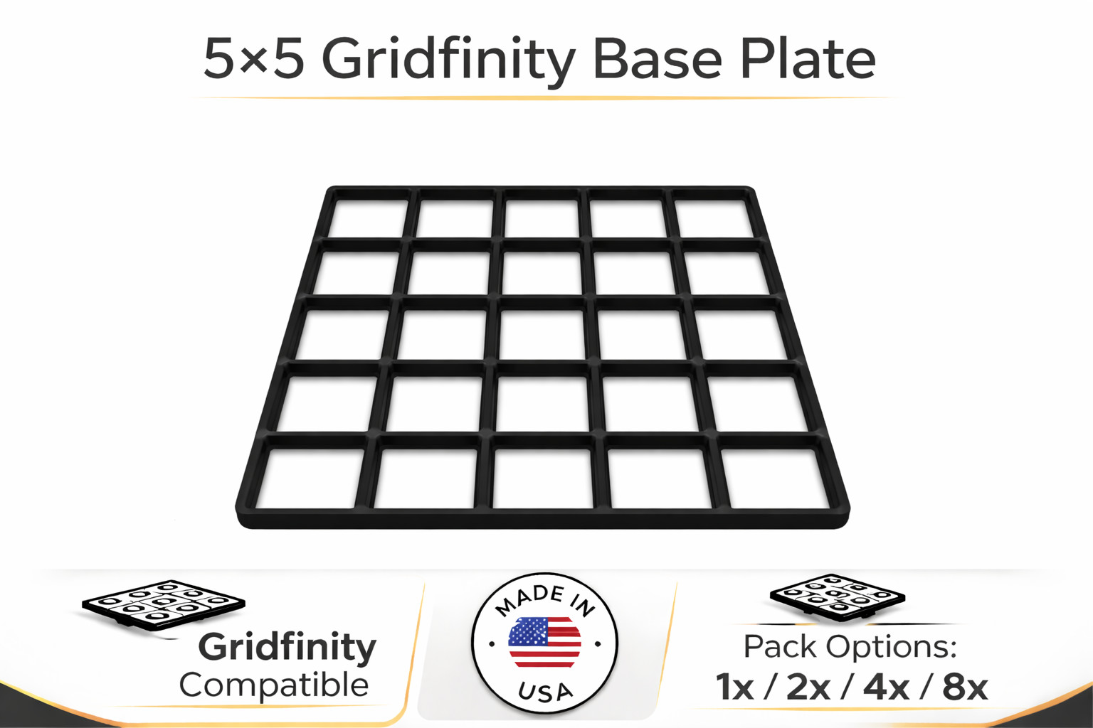 Gridfinity 5x5 Base Plate 210x210mm Modular Drawer Organizer Grid USA