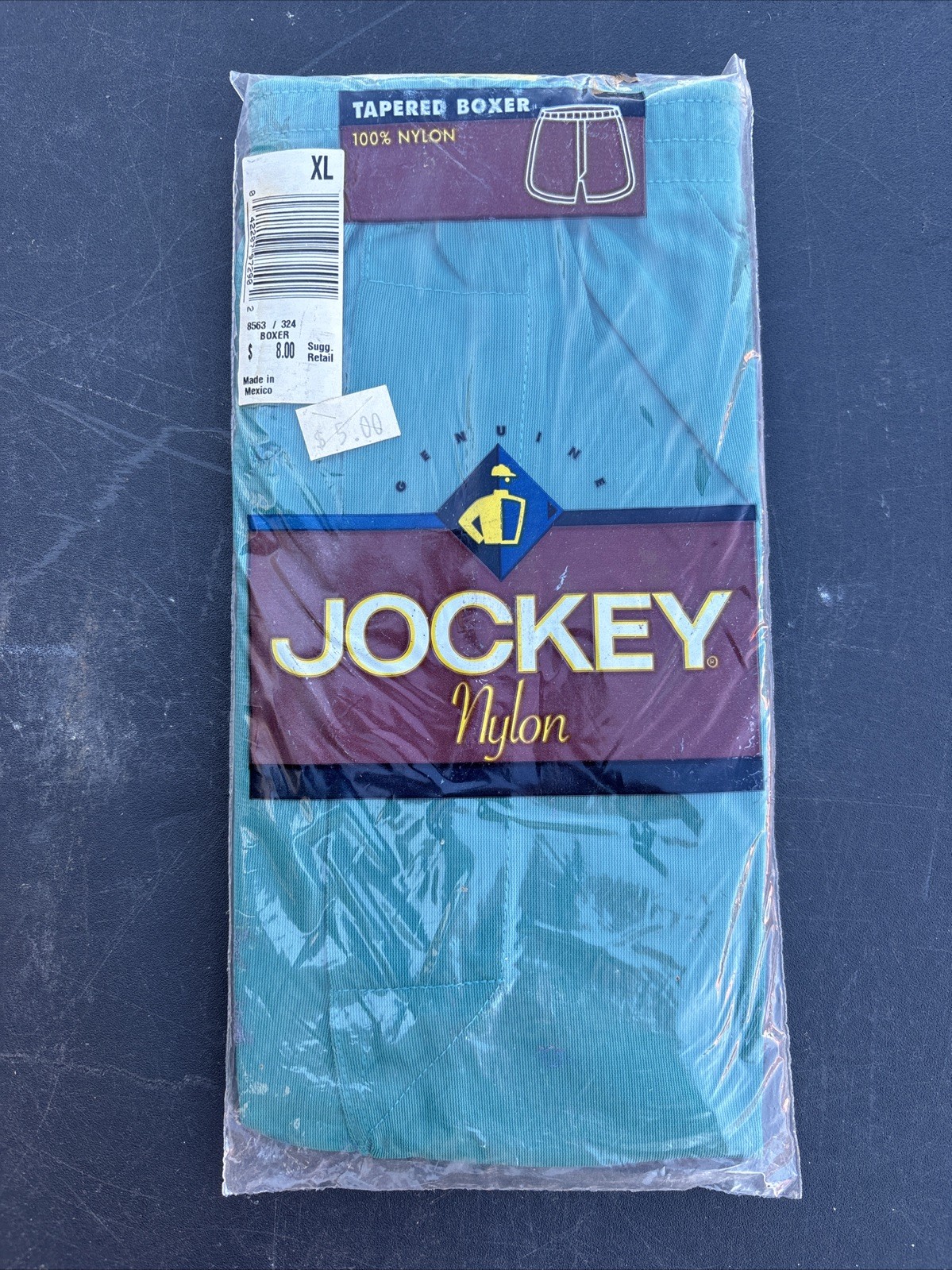New Vtg 1996 JOCKEY Mens XL Teal Nylon Tapered Boxer Shorts Underwear Old Stock