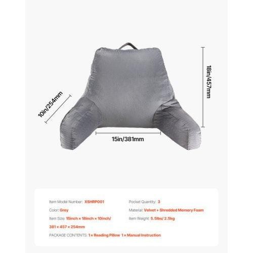 Reading Pillow Standard Size Bed Pillow with Shredded Memory Foam Back