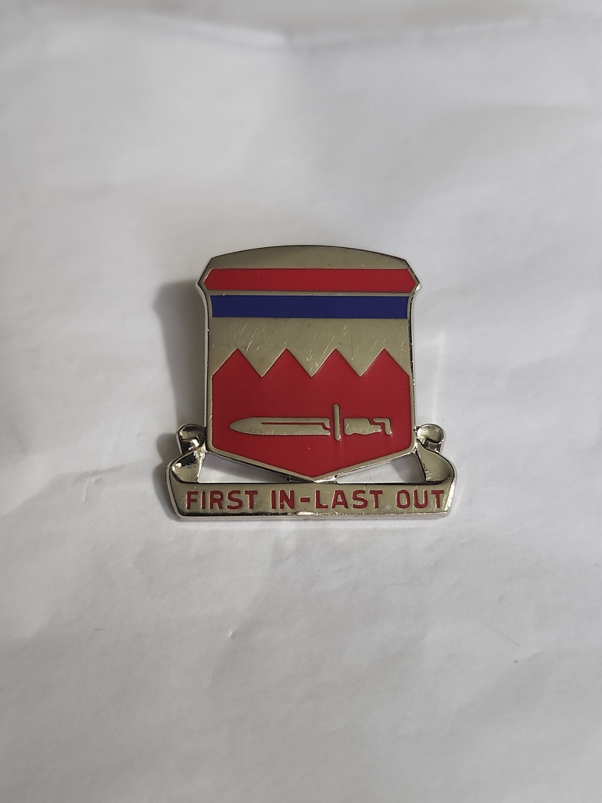 First In Last Out Army 65 Engineering Brigade Lapel Pin
