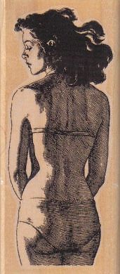 Lady Swimsuit Back 2 x 4 1/4" Rubber Stamp, Ocean Stamp, Nautical, Beach