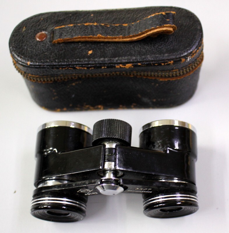 Vintage Atco Binoculars 3 x 27 With Leather Case
