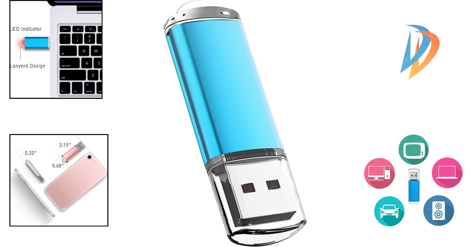 Compact 8GB USB Flash Drive - High-Speed Data Transfer and Stylish Blue Design