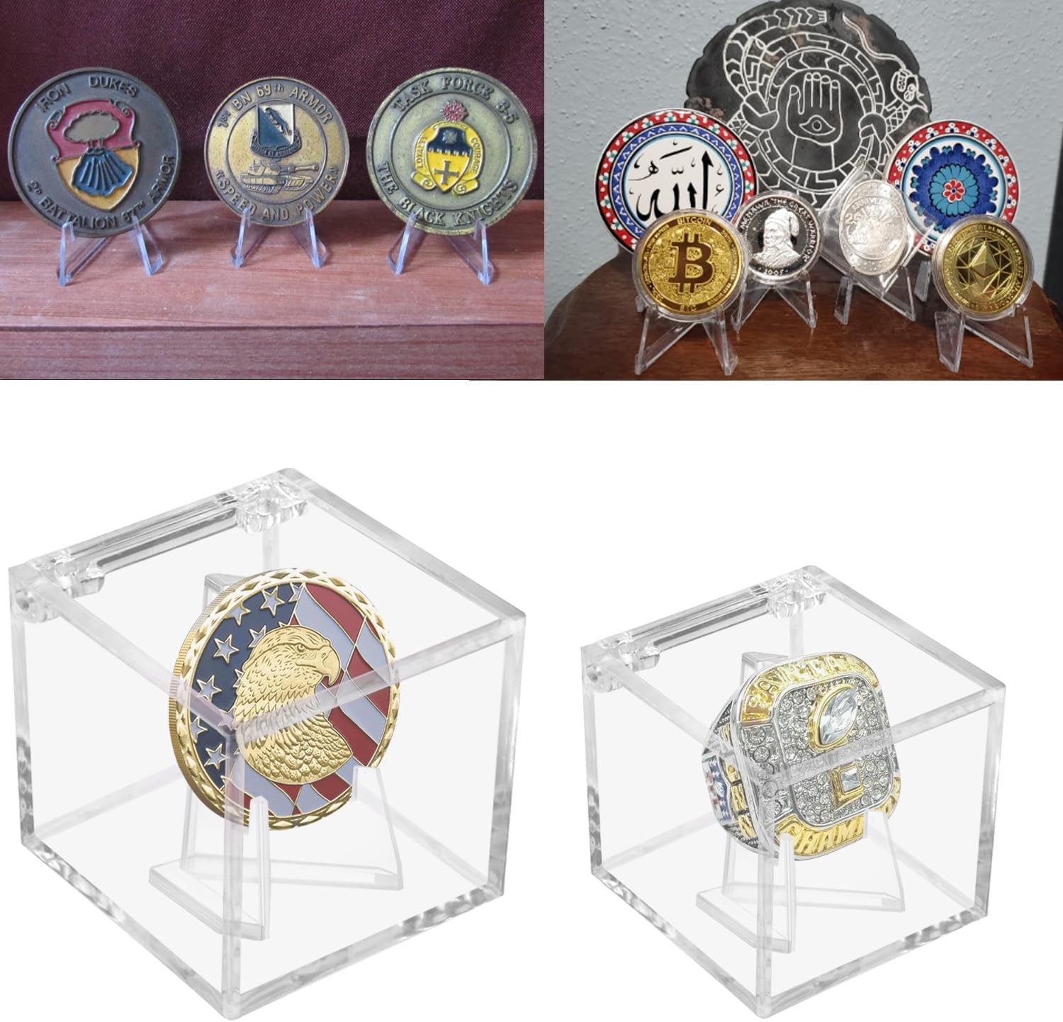 Championship Ring Display Case, Clear Acrylic 2.36x2.36x2.36 Inch,