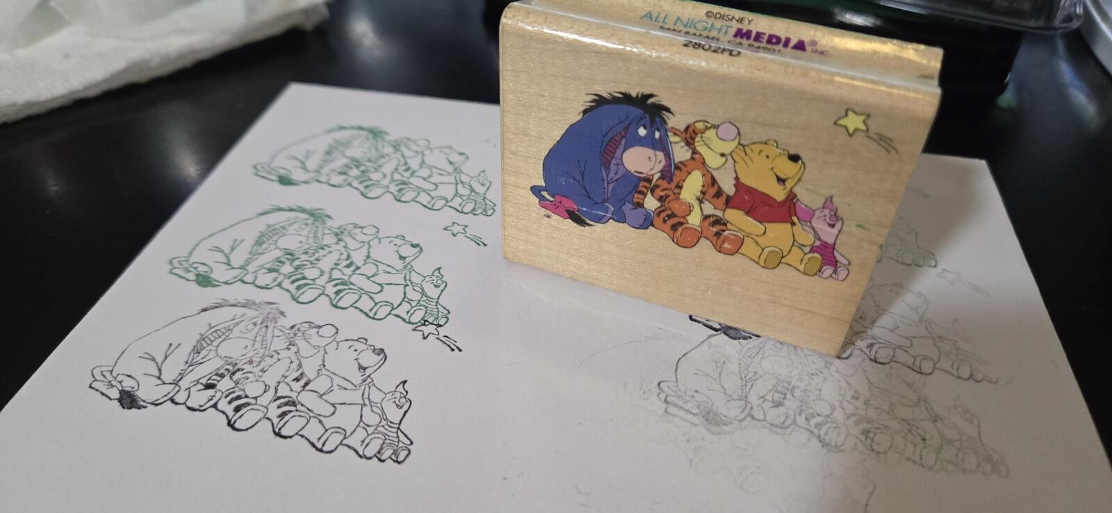 Winnie The Pooh Stargazing with Friends All Night Media rubber craft stamp