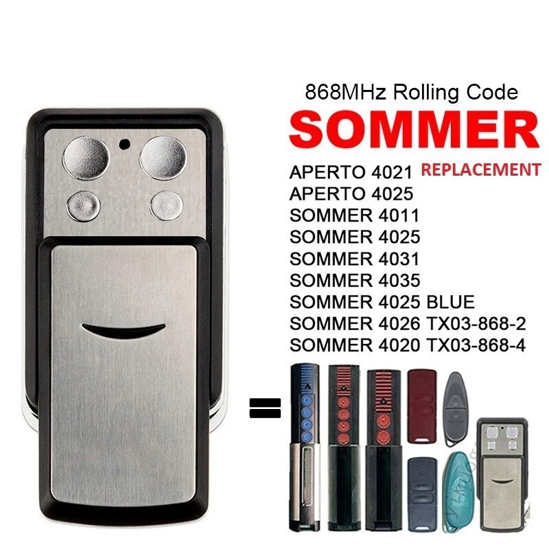 Compatible with Sommer 4020 TX03-868-4 868MHz Garage Remote Key Fob Replacement