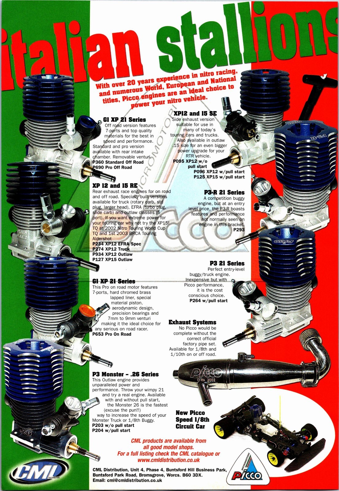 Picco RC Engines XP Series P3 Print Ad Wall Art Decor Italian Stallion