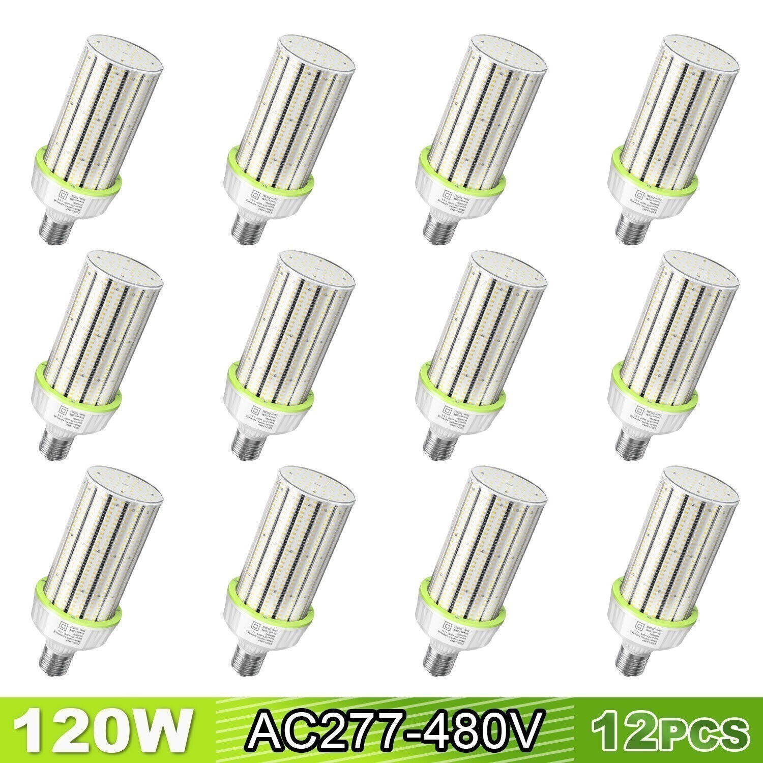 12pcs 120W LED Corn Light Bulb Warehouse High Bay Lamp E39 Large Mogul Base 480V