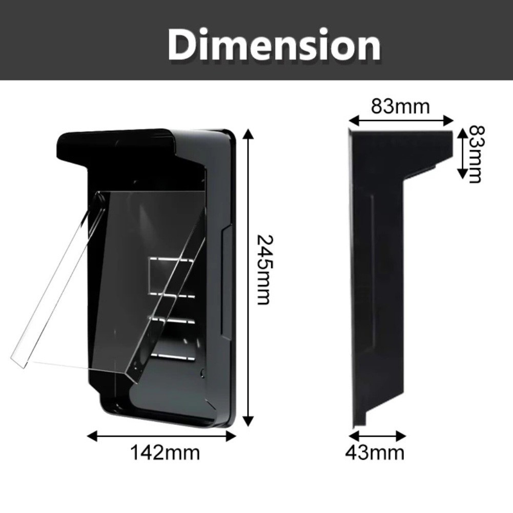 For Access Control Keypad Rainproof Cover Waterproof Sunshade Black ABS