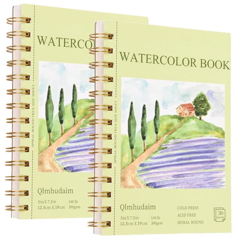 2 PCS 5x7.5 In Spiral Watercolor Paper Pad 30 Sheets 140lb 300g Artist Paper
