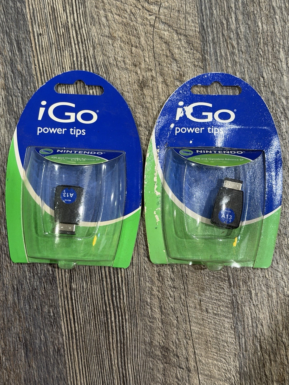 2 NIP iGO Charger A13 Power Tips for Nintendo DS / Gameboy Advance SP Blue Dot