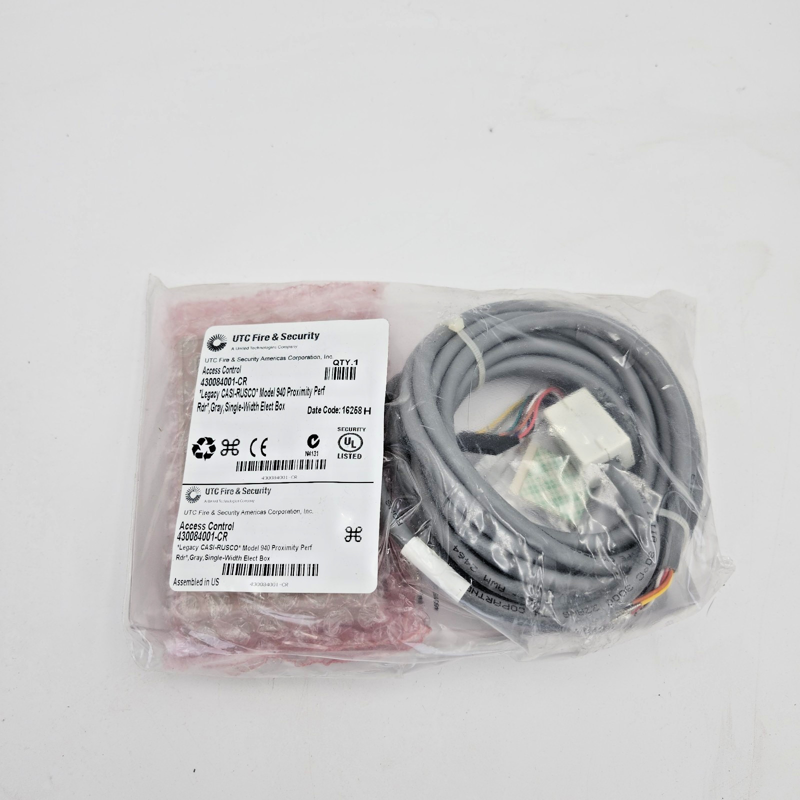 UTC CASI-RUSCO 430084001-CR Model 940 Proximity Perfect Card Reader Gray NEW