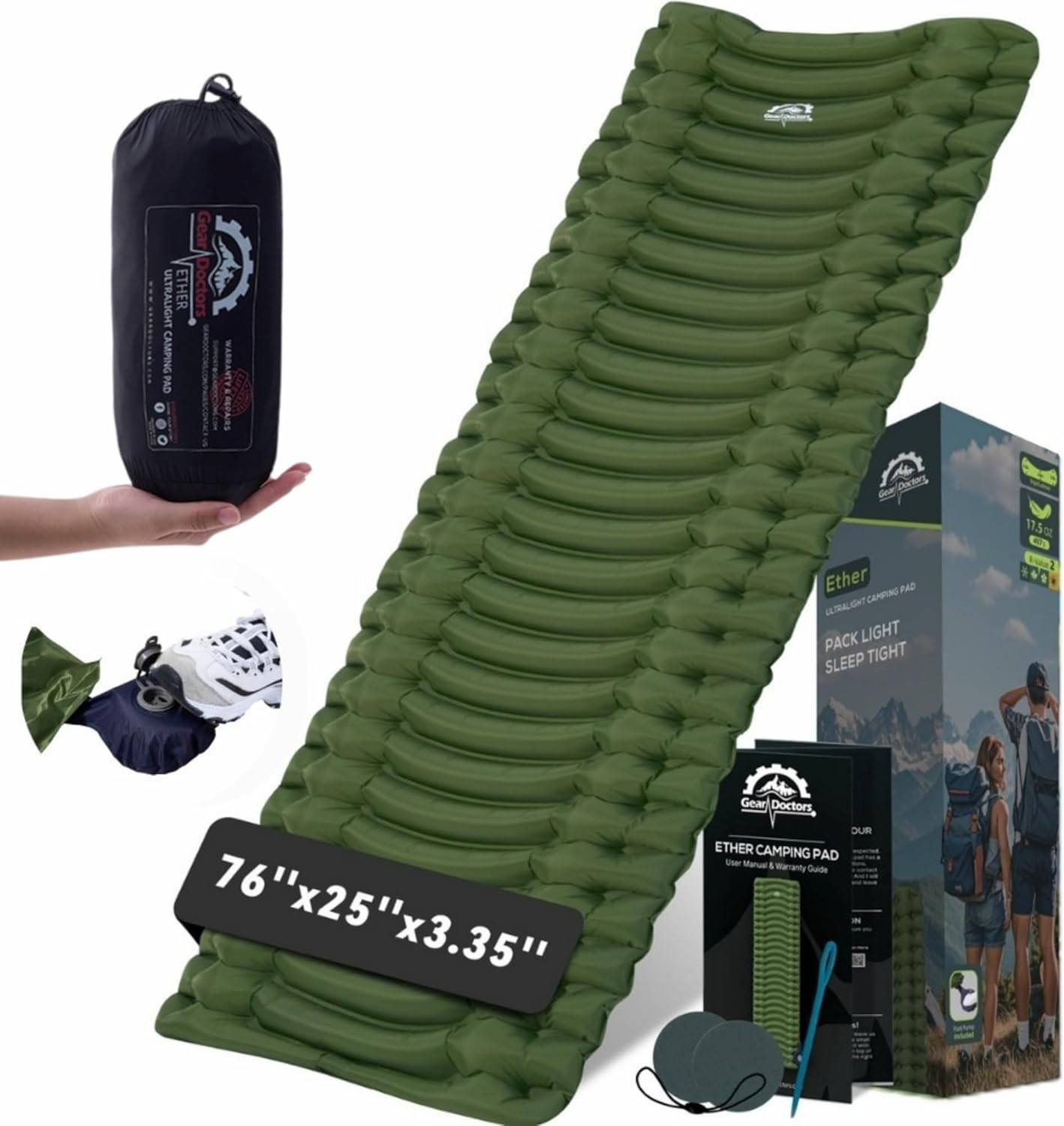 Camping Mattress Pad – Compact Inflatable Sleeping Mat for Backpacking,