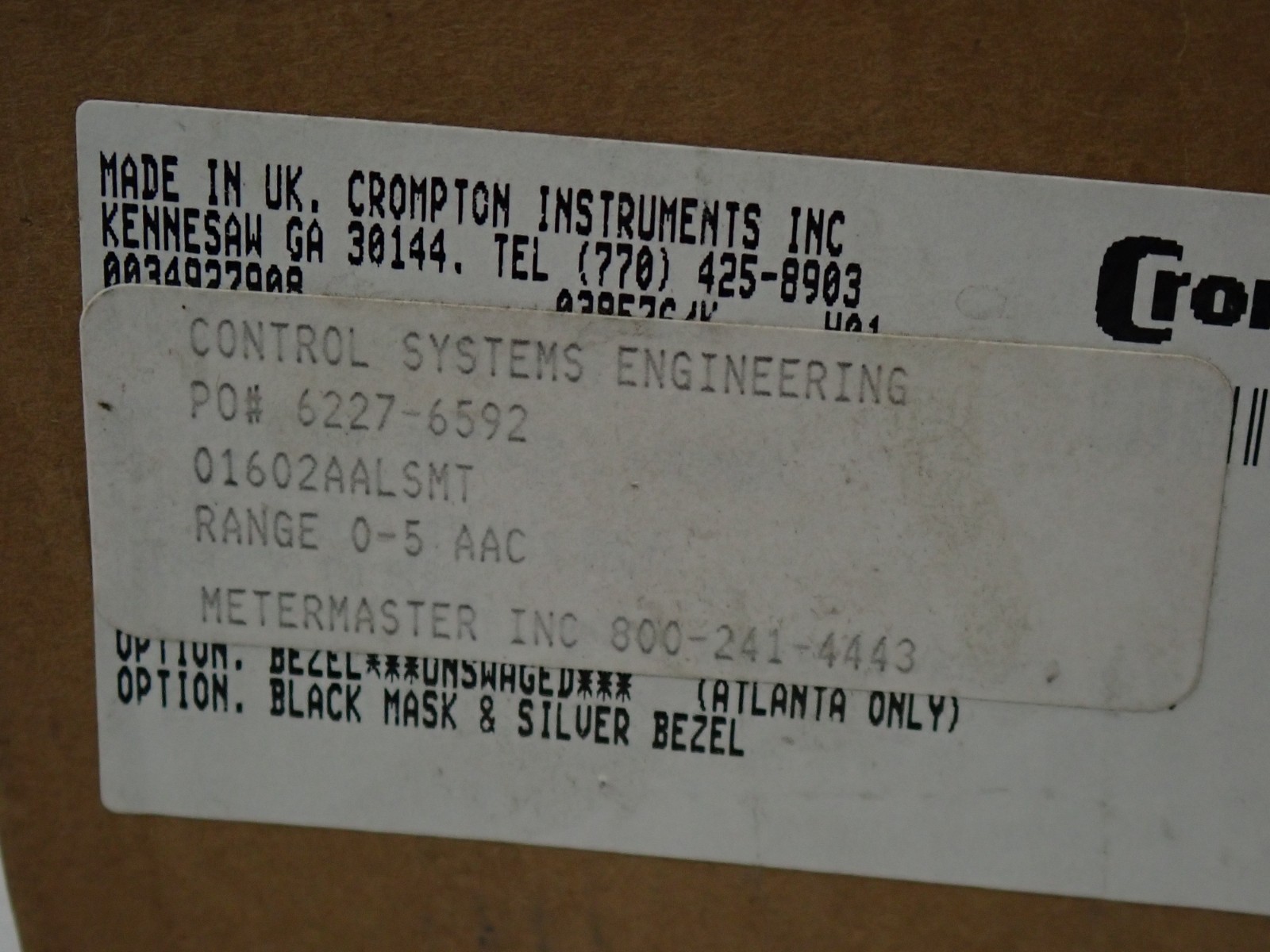 Crompton 01602AALSMT 0-5 AAC Panel Meter