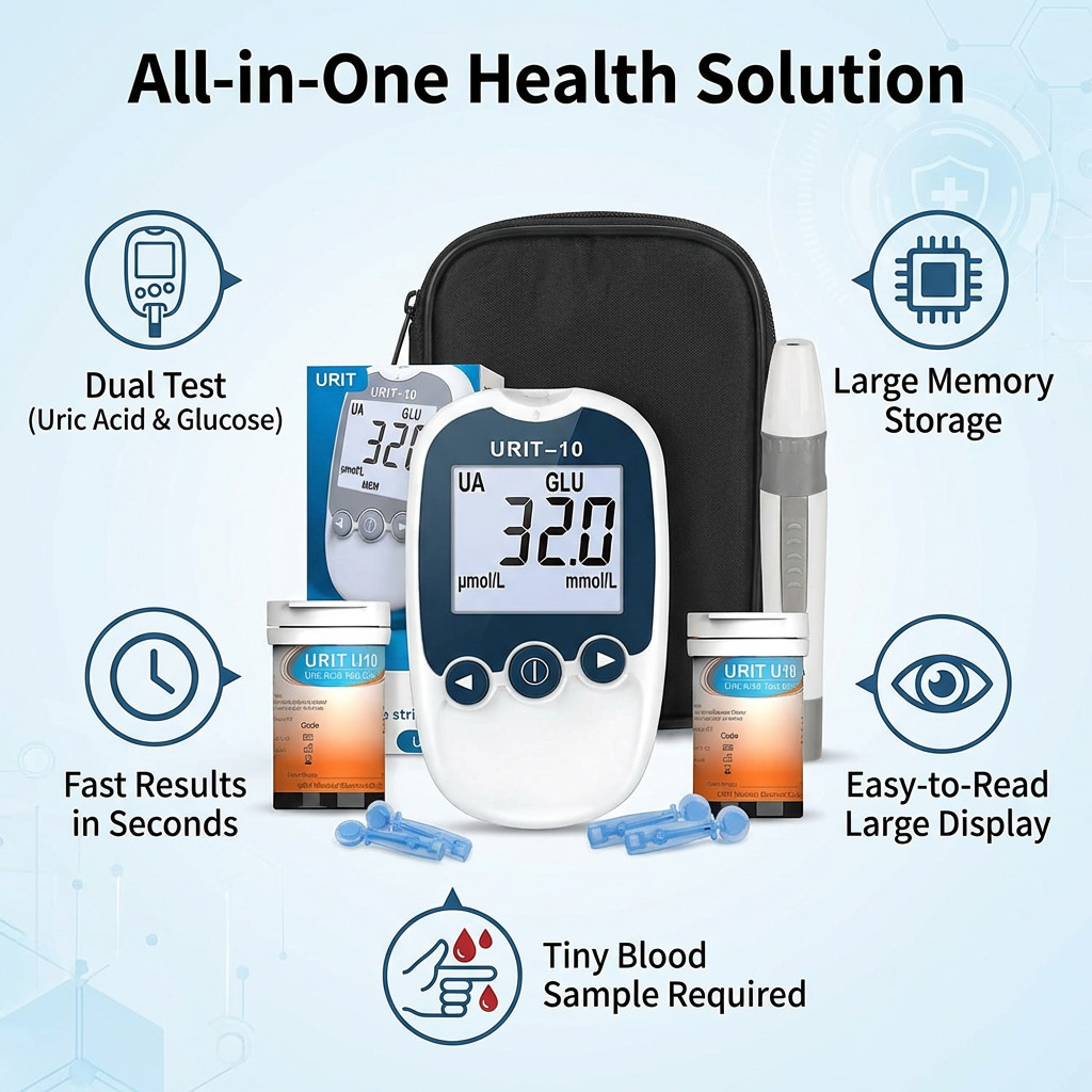 2in1 Uric Acid Meter/Glucose Monitor Test Kit Uric Acid Gout Tool Test Strip wrt