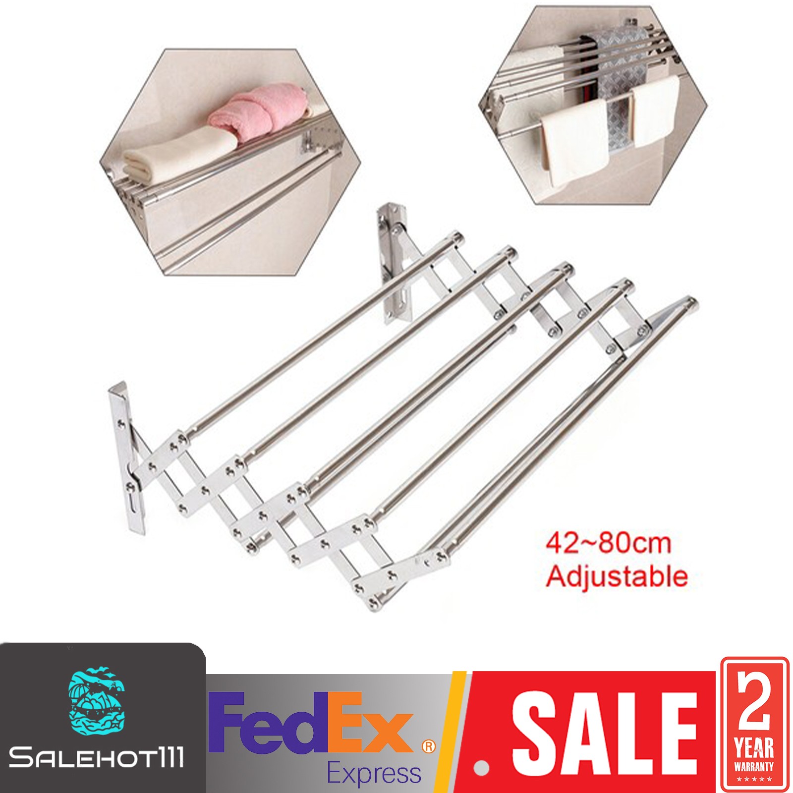 Wall Mounted Clothes Drying Rack Shelf Folding Dryer Hanger For Laundry Room