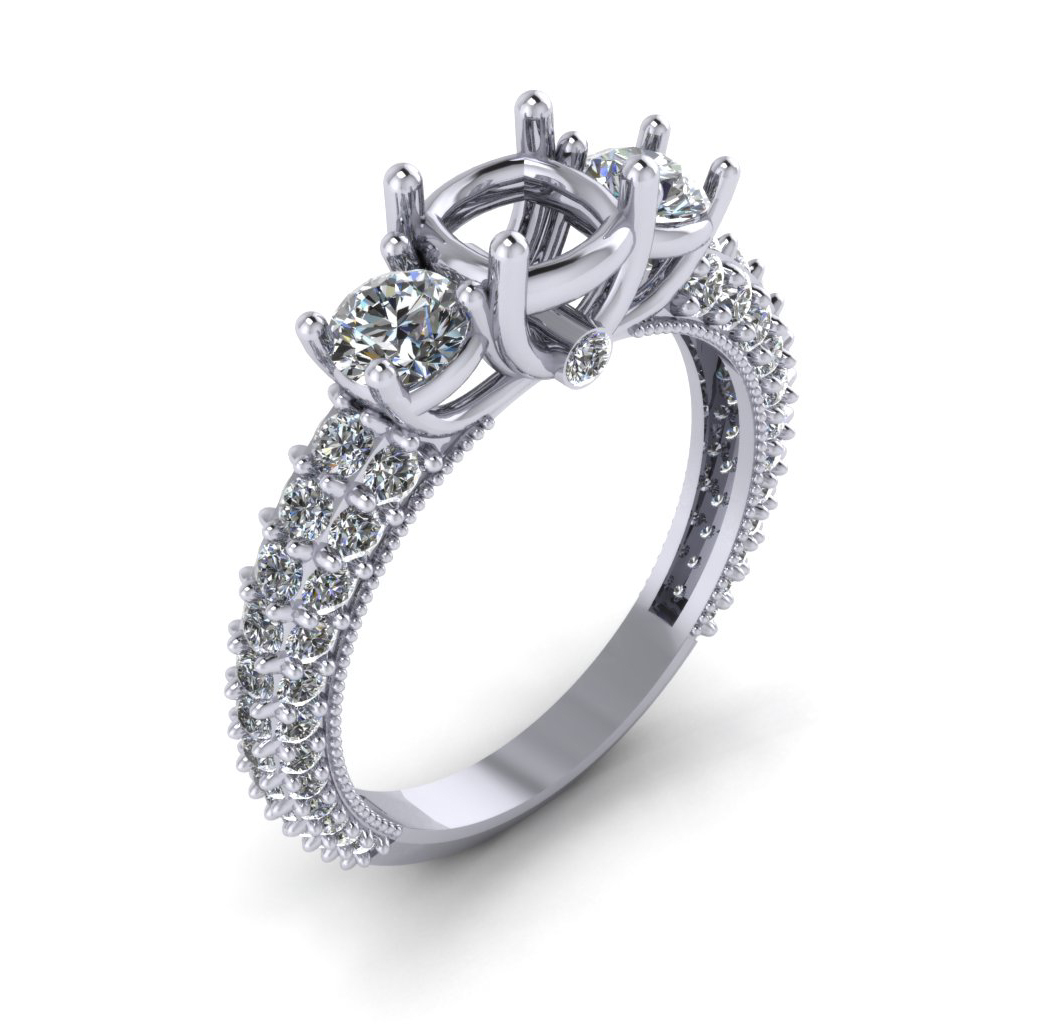 1.85 ct Round Cut Diamond Semi Mount Engagement Ring