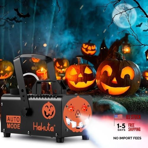 Fog Machine, Halloween Smoke Machine with 6 Colorful LED Lights Automatic Fog
