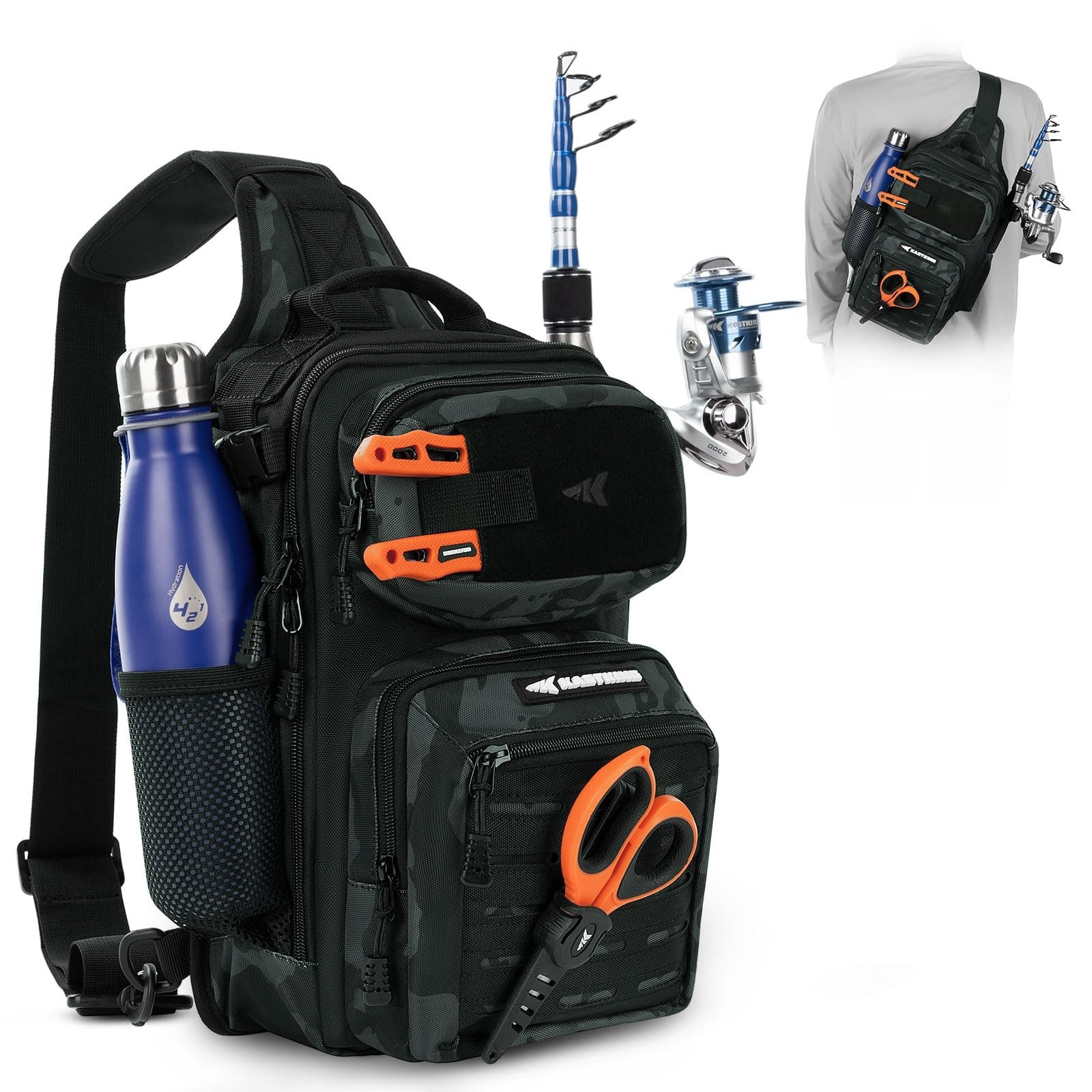 KastKing BlowBak Tactical Sling Tackle Bag-Lightweight Fishing Backpack Storge
