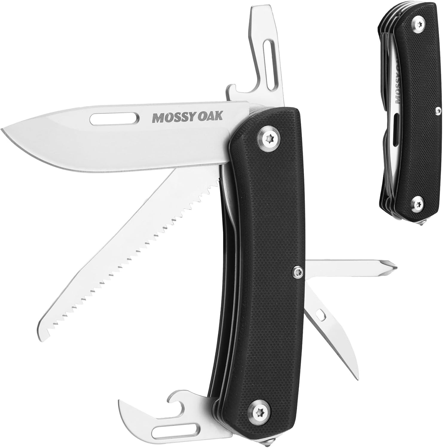 MOSSY OAK 10-in-1 Folding Multitool Pocket Knife Stainless Steel Saw Can Openers