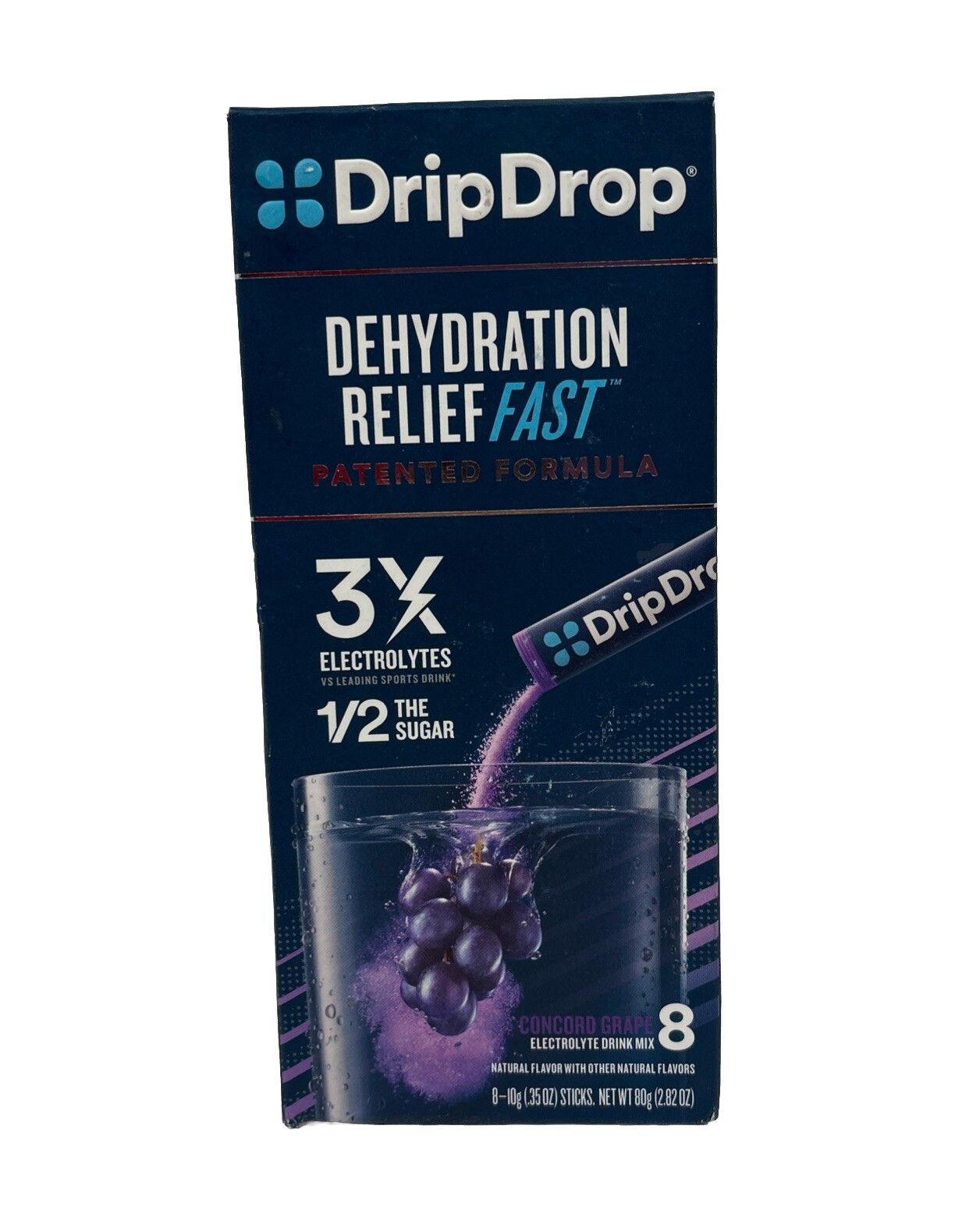 DripDrop Electrolyte Drink Mix Powder Dehydration Relief Grape 8 Pk Exp 11/27