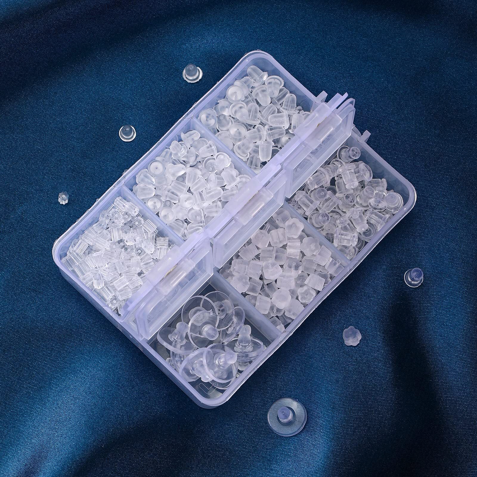 600 Pcs 6 Styles Silicone Earring Backs for Studs Clear Soft Earring Backings