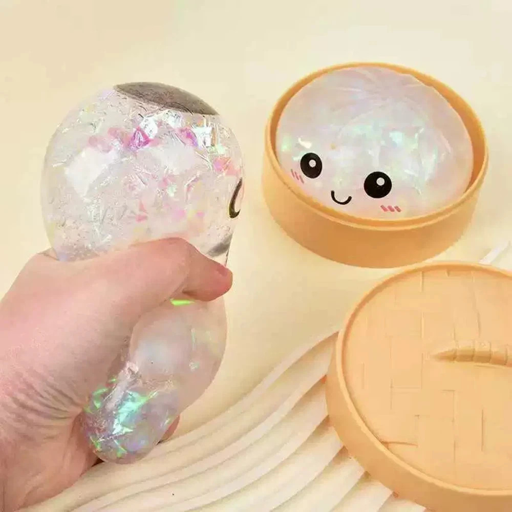 Glitter Dumpling Squishies with Box Sensory Squeeze Fidget Toy for Stress Relief