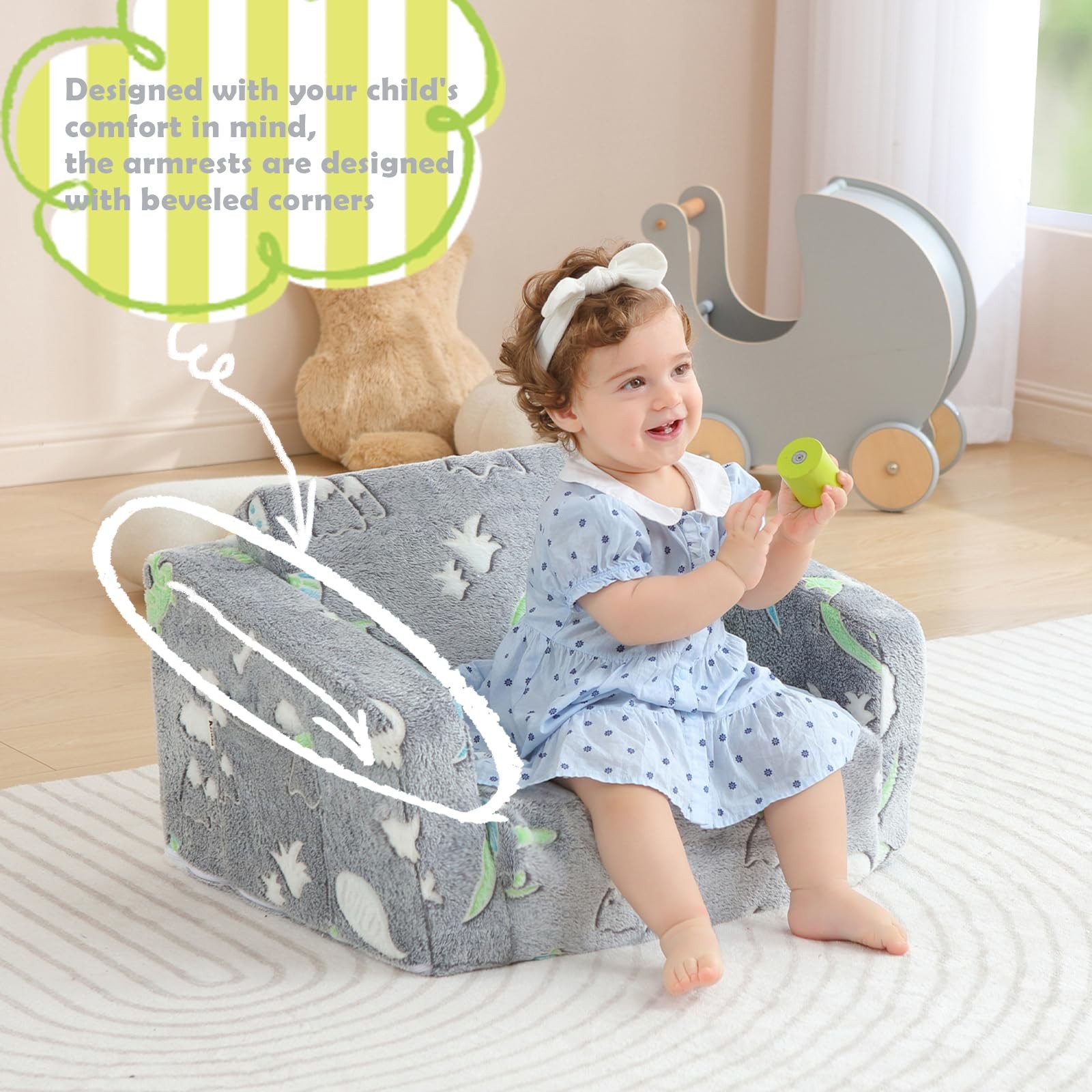 Couch Fold Out, Foldable Couch with Blanket, Flip Out Chair, Foam Sofa for Gi...