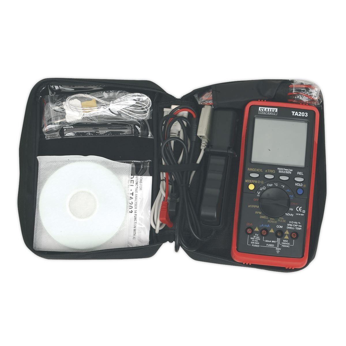 Sealey TA203 Digital Automotive Multimeter 15 Function Bar Graph/PC Link