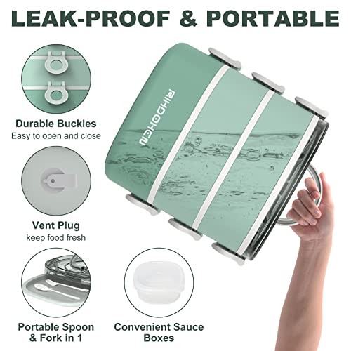 Lunch Box, Stackable 3 Layers Containers, Portable 94OZ Large Capacity